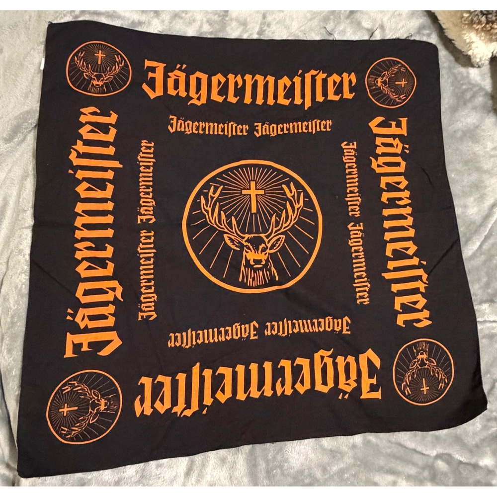 Jagermeister Bandana Black Orange Cotton Stag Logo Barware Promo Scarf Headwrap